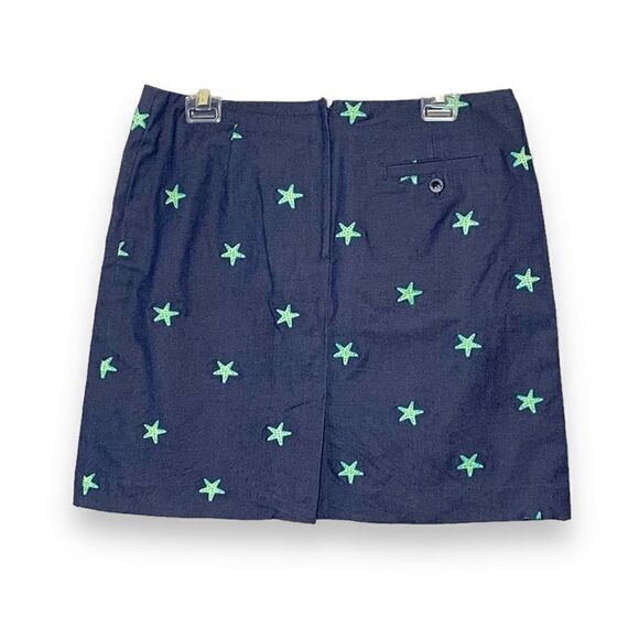 Lilly Pulitzer Women’s Skirt Blue Denim Green Starfish Print A-Line Above Knee 8 - Picture 4 of 8